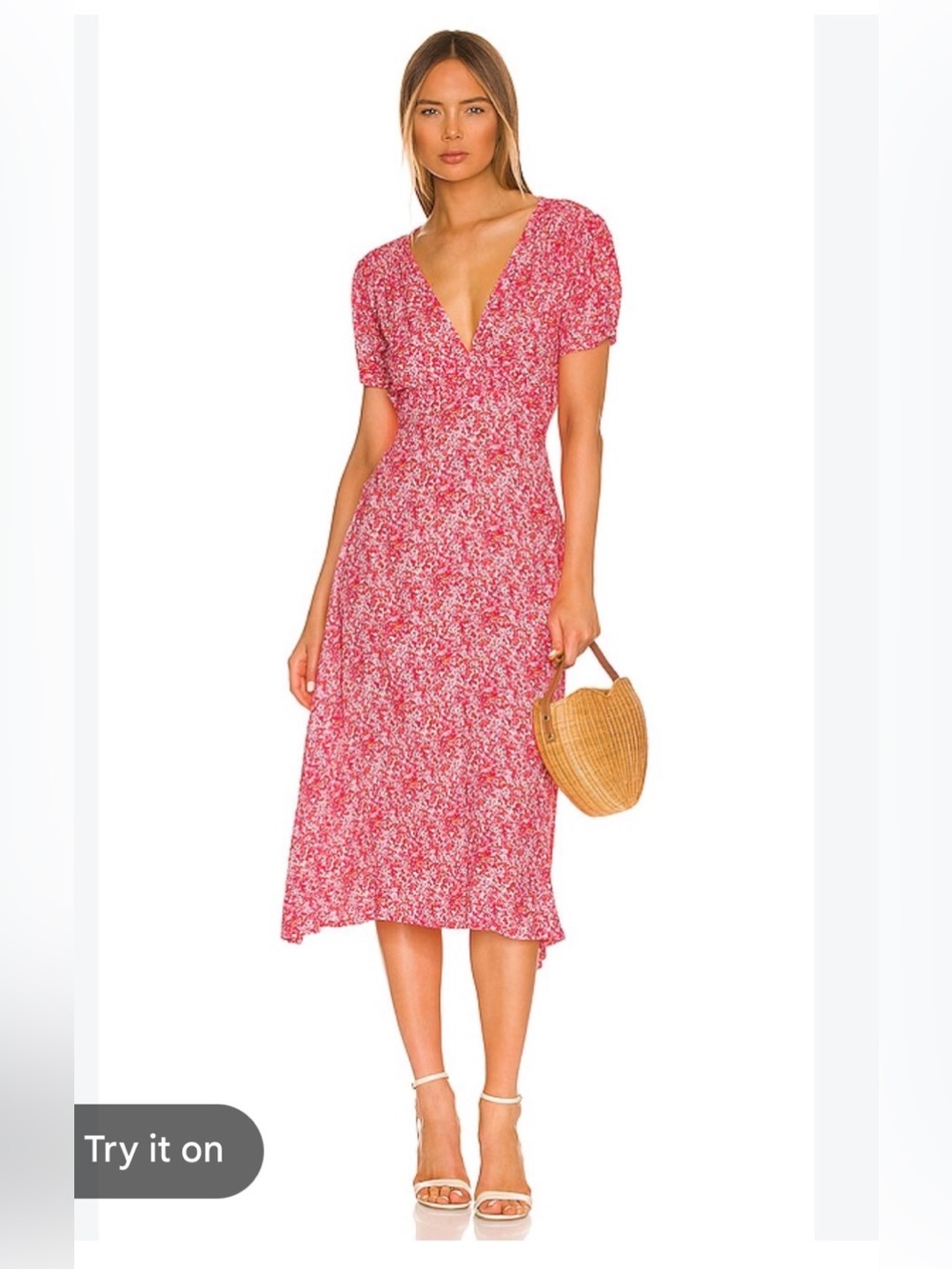Faithfull the Brand Red Floral Midi Dress Size 10